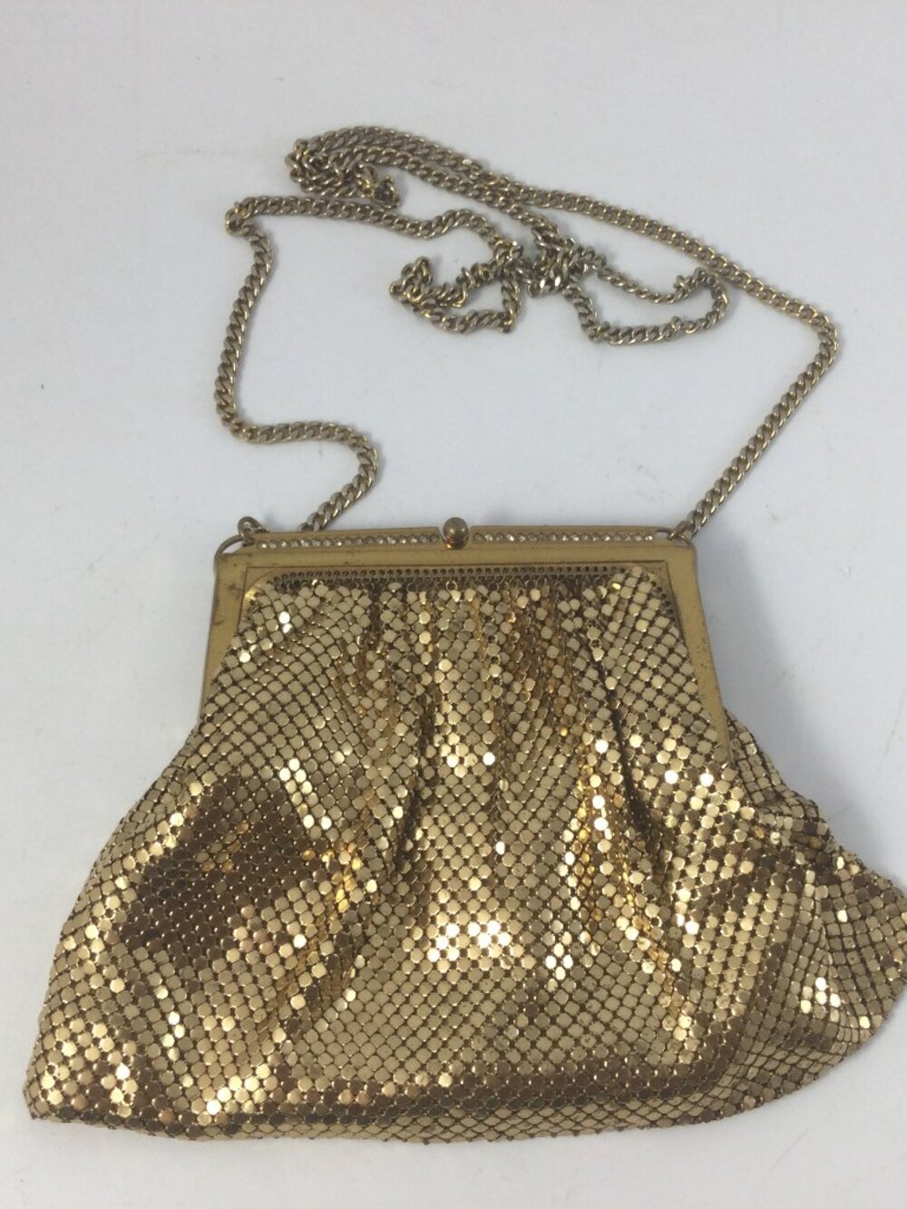 Best & CO Vintage Gold Mesh Small Purse Shoulder Bag Rhinstones Gold Chain